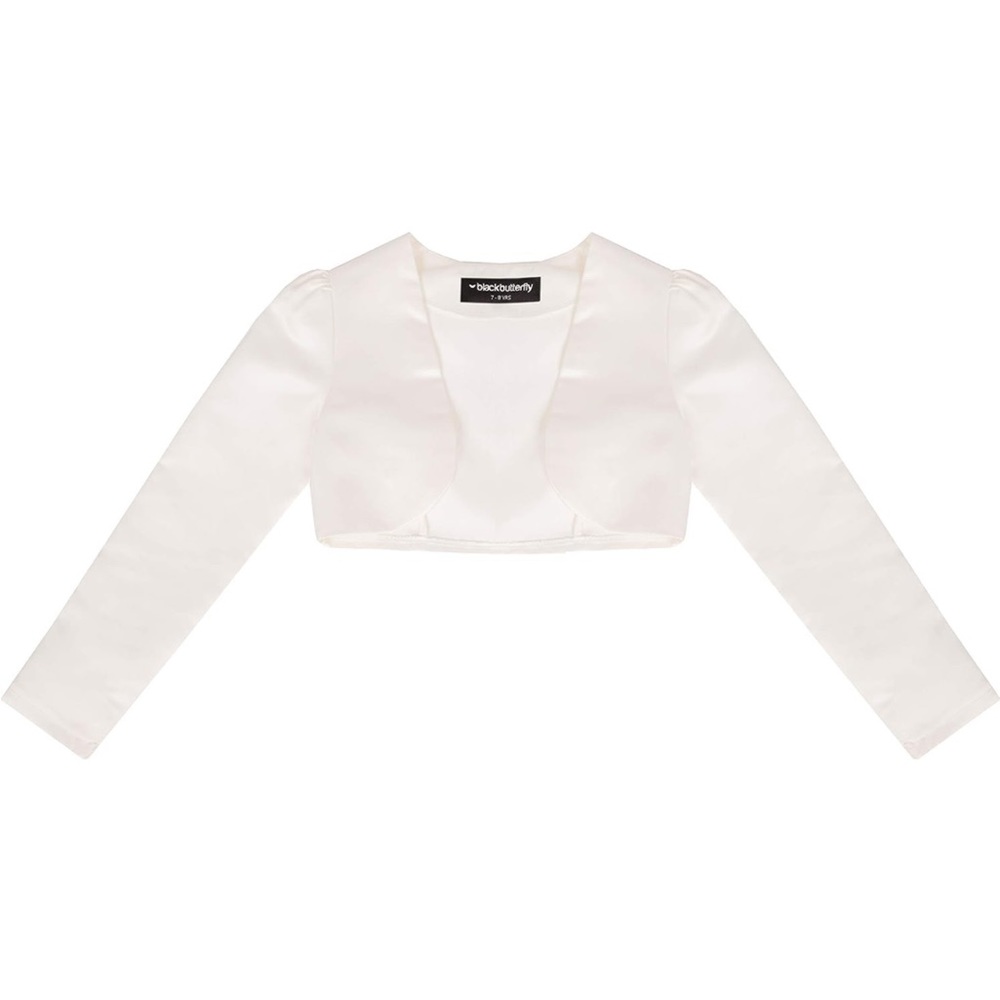 Kids Satin Long Sleeve Bolero Childrens Girls Shrug 13-14